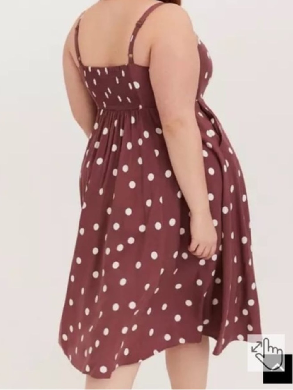 Torrid Mauve Polka Dot Button Front Dress Smocked Back 2X - Picture 6 of 16